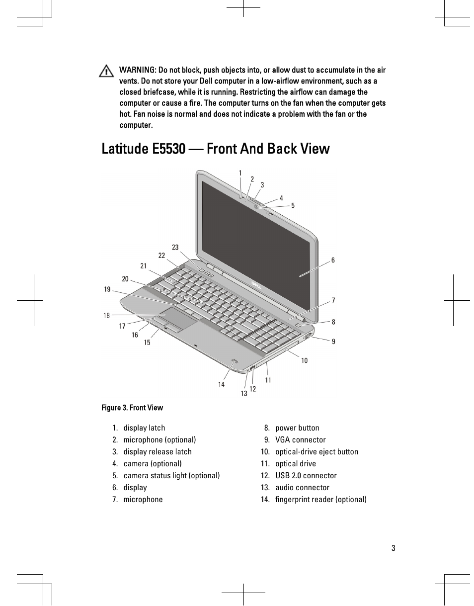 Latitude e5530 — front and back view | Dell Latitude E5430 (Mid 2012) User Manual | Page 3 / 8
