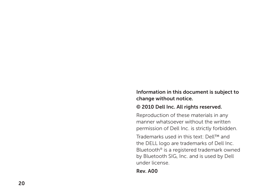 Dell Aero Mobile User Manual | Page 20 / 20