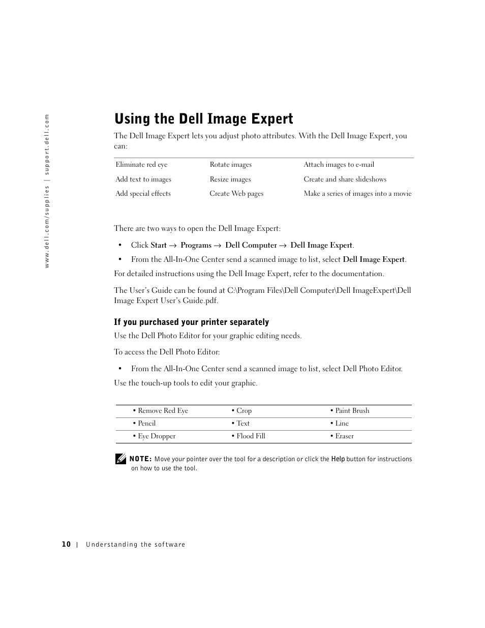 Using the dell image expert | Dell A920 All In One Personal Printer User Manual | Page 20 / 83