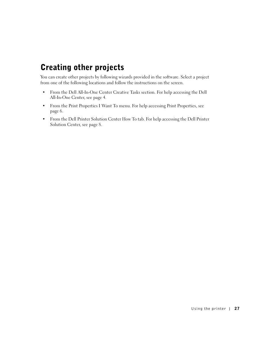 Creating other projects | Dell A920 All In One Personal Printer User Manual | Page 37 / 83