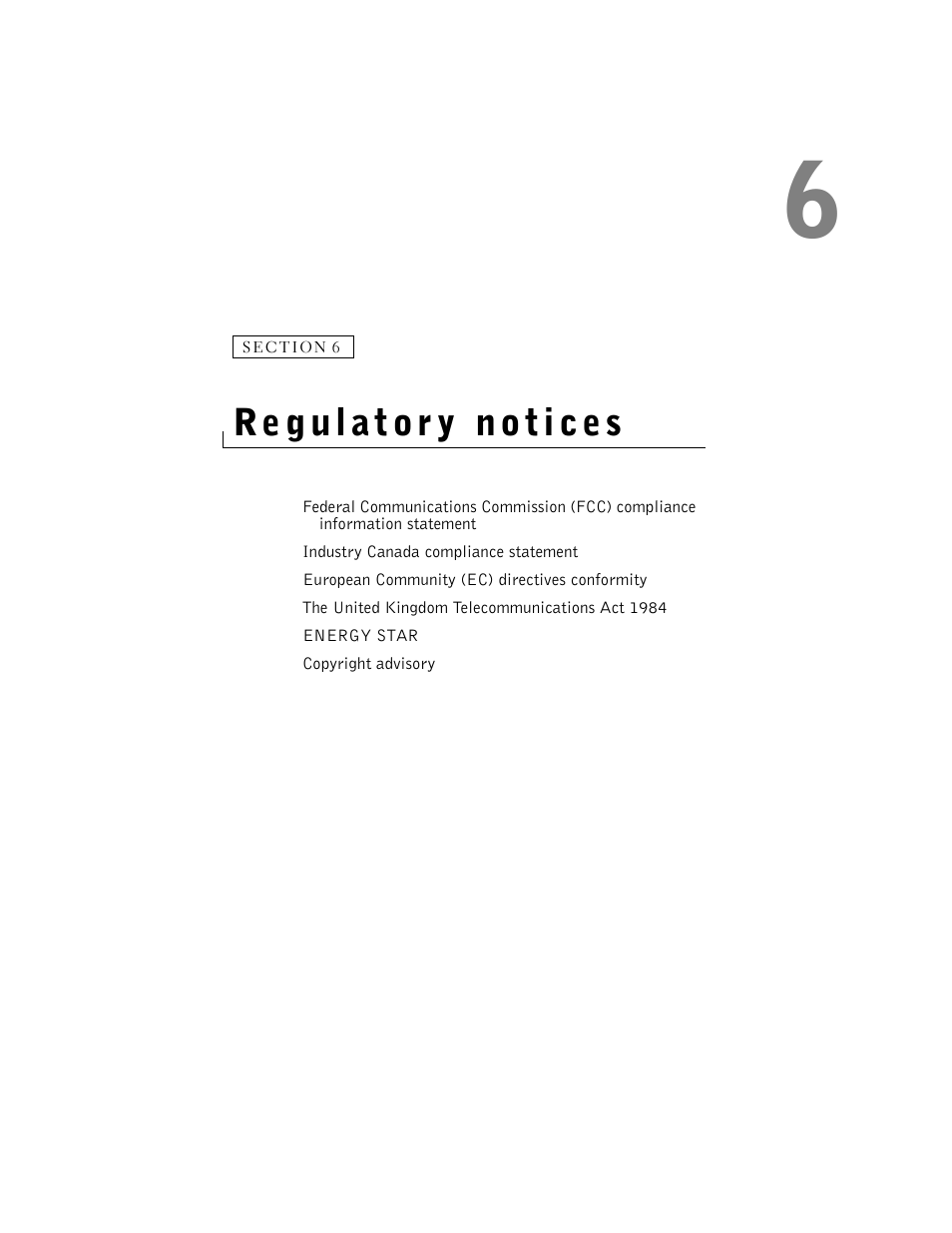 Regulatory notices, 6 regulatory notices | Dell A920 All In One Personal Printer User Manual | Page 45 / 83