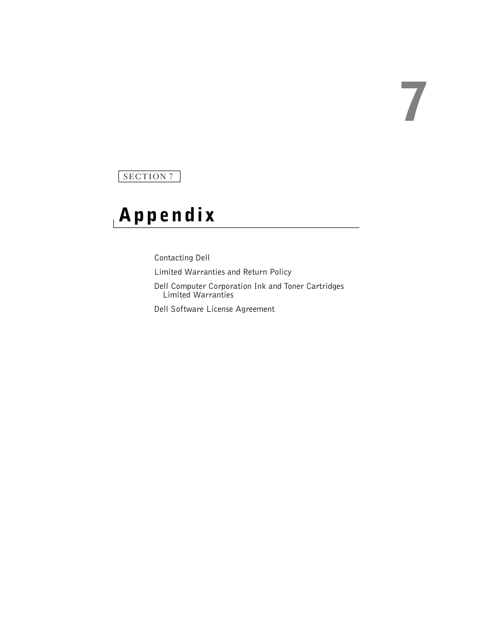 Appendix, 7 appendix | Dell A920 All In One Personal Printer User Manual | Page 49 / 83