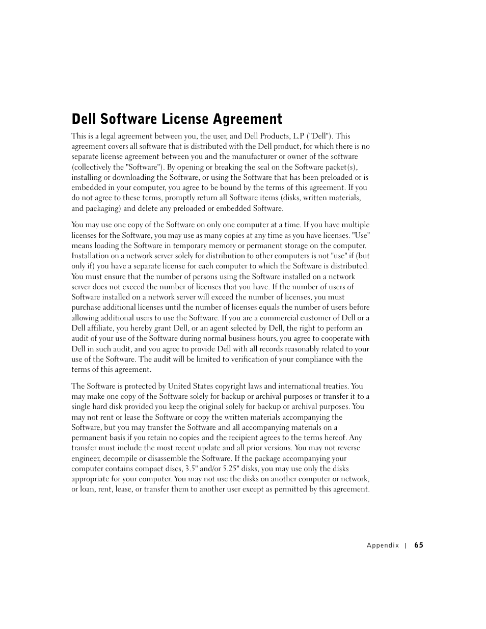 Dell software license agreement | Dell A920 All In One Personal Printer User Manual | Page 75 / 83