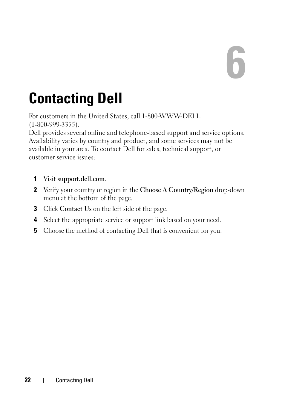 Contacting dell | Dell Ink-Free Printer PZ310 User Manual | Page 22 / 22