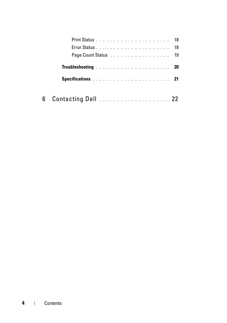 6 contacting dell | Dell Ink-Free Printer PZ310 User Manual | Page 4 / 22