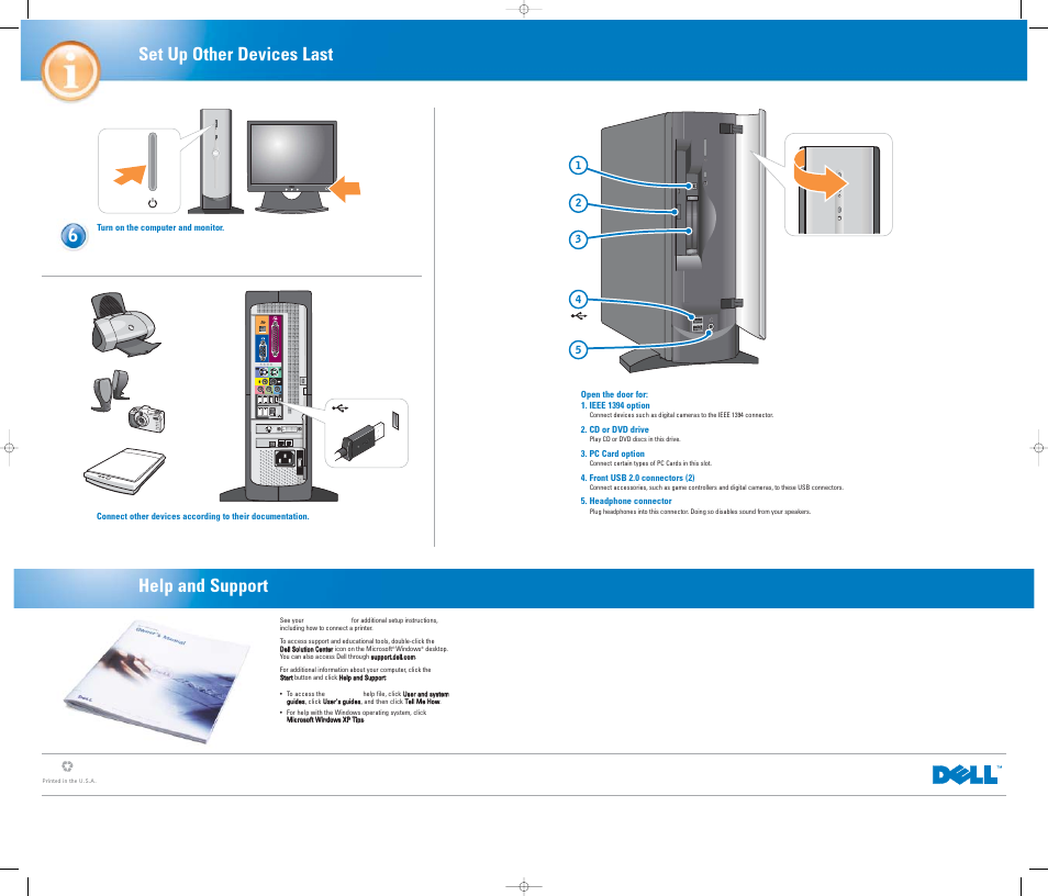 Set up other devices last help and support 6 | Dell Dimension 4600C User Manual | Page 2 / 2
