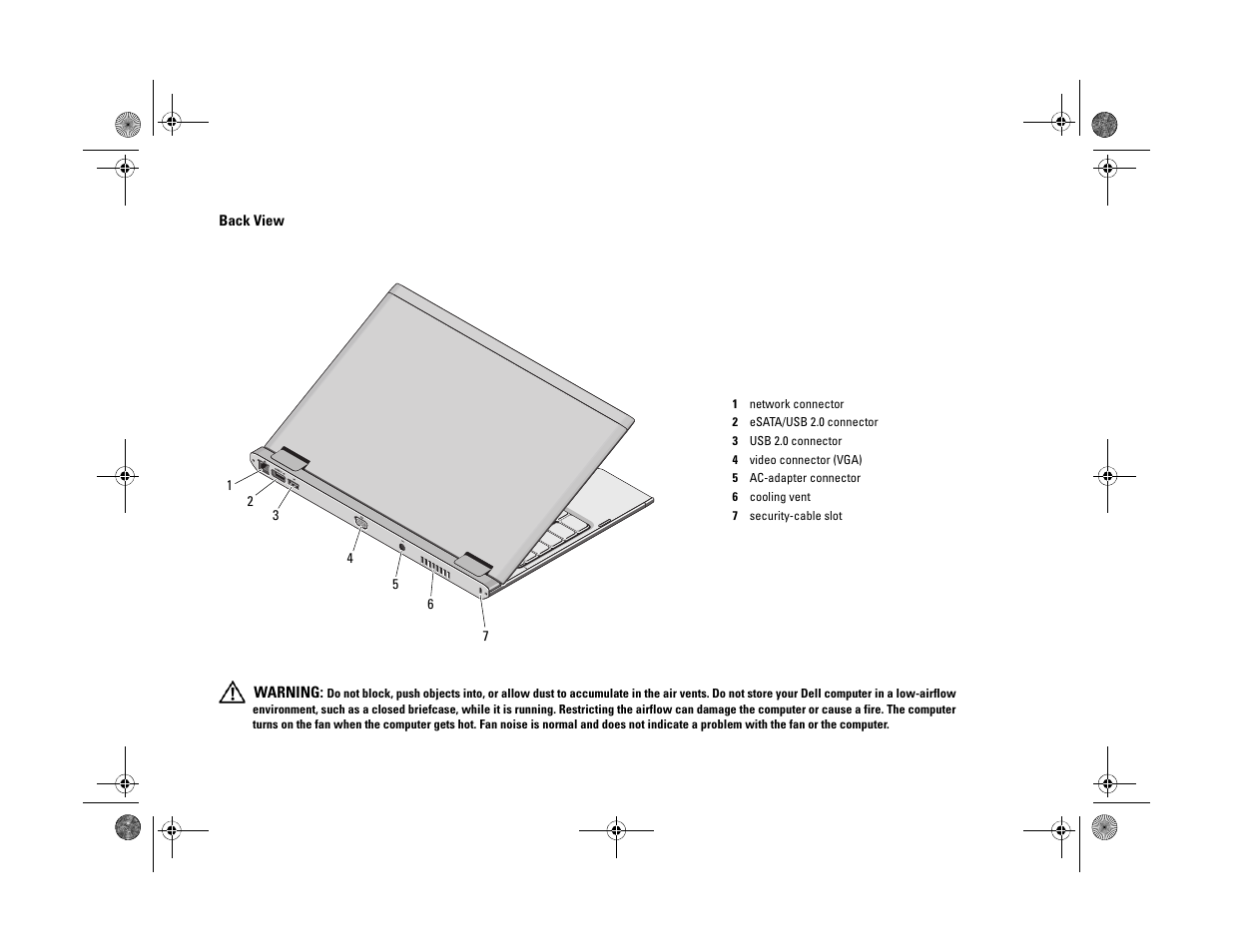 Back view | Dell Latitude 13 (Mid 2010) User Manual | Page 2 / 5