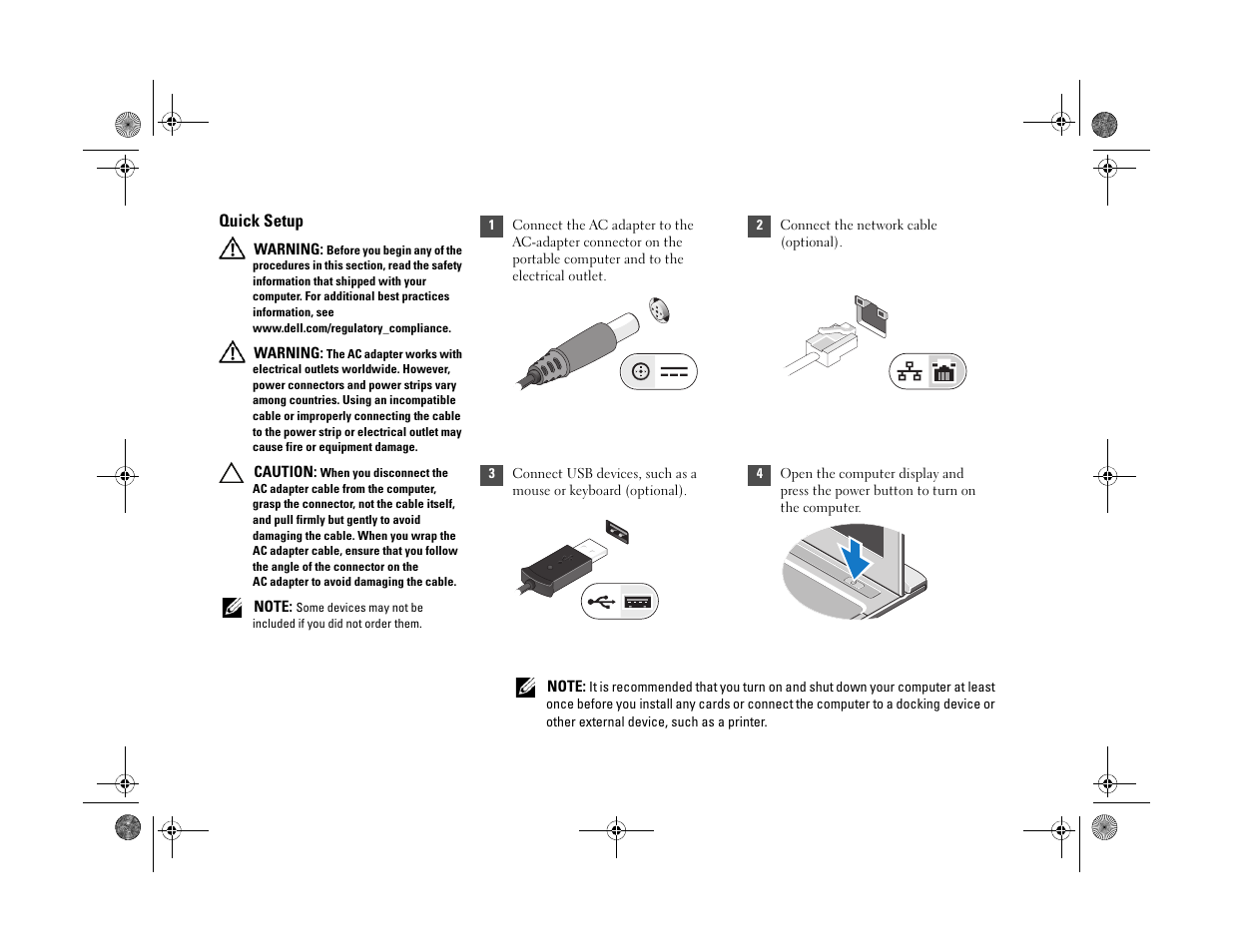 Quick setup | Dell Latitude 13 (Mid 2010) User Manual | Page 3 / 5
