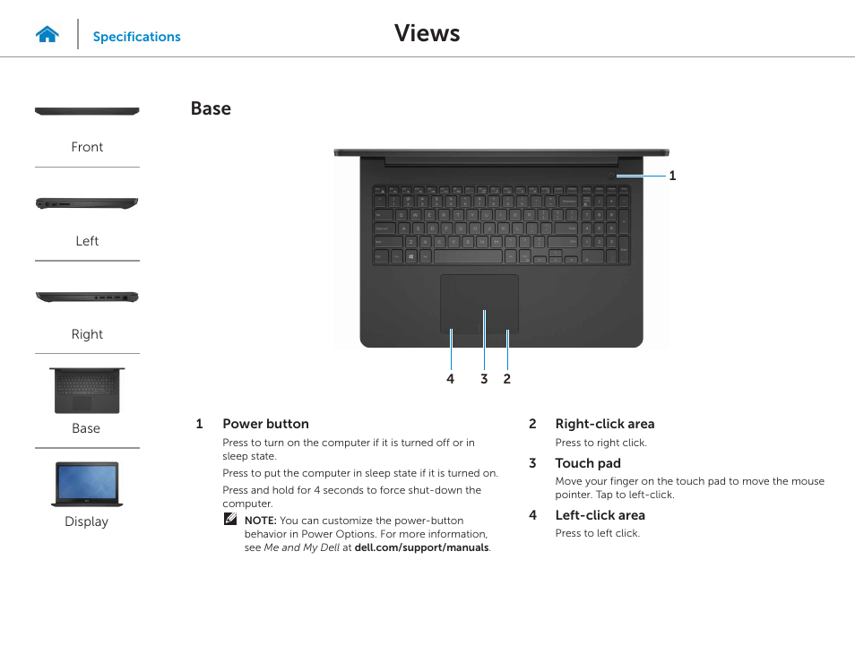 Base, Views | Dell Inspiron 15 (5543, Early 2015) User Manual | Page 5 / 22