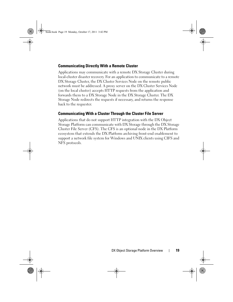 Communicating directly with a remote cluster, Communicating directly with a, Remote cluster | Communicating with a cluster through, The cluster file server | Dell DX6000 User Manual | Page 19 / 50