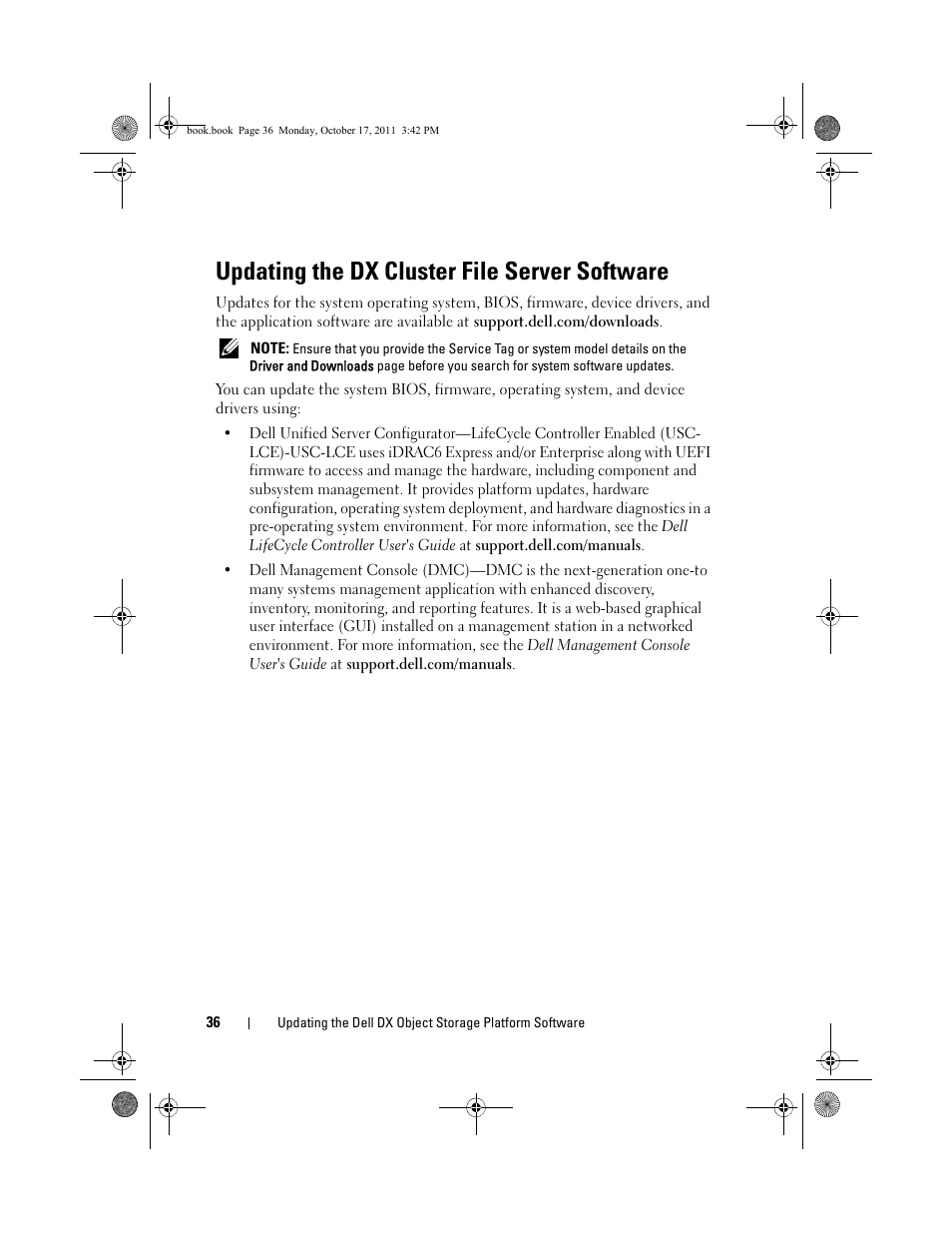 Updating the dx cluster file server software | Dell DX6000 User Manual | Page 34 / 50