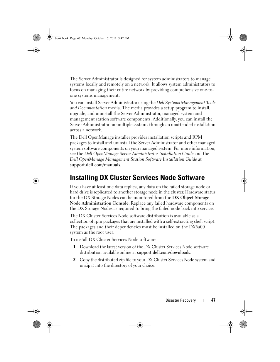 Installing dx cluster services node software | Dell DX6000 User Manual | Page 45 / 50