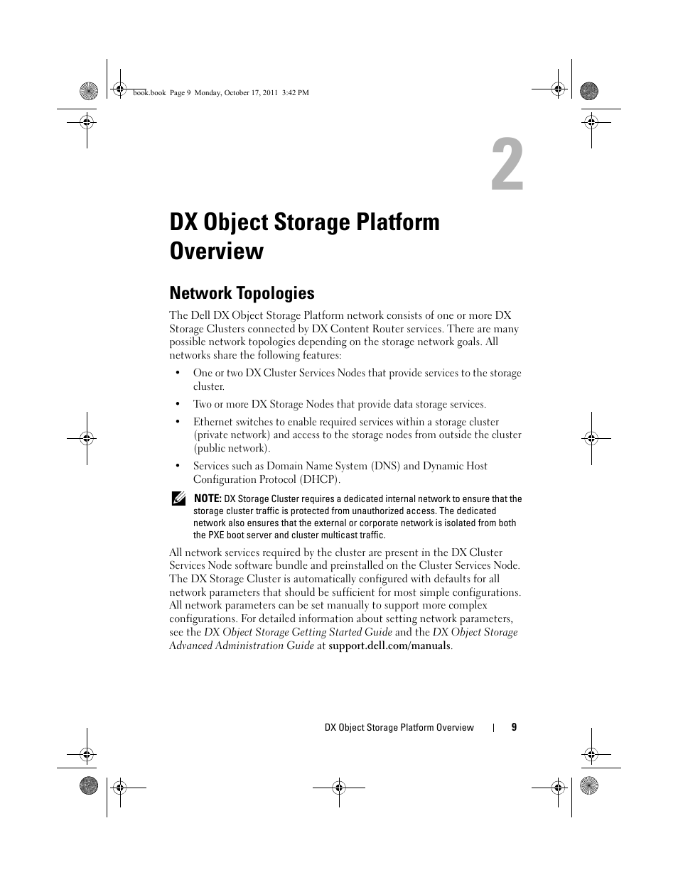 Dx object storage platform overview, Network topologies | Dell DX6000 User Manual | Page 9 / 50