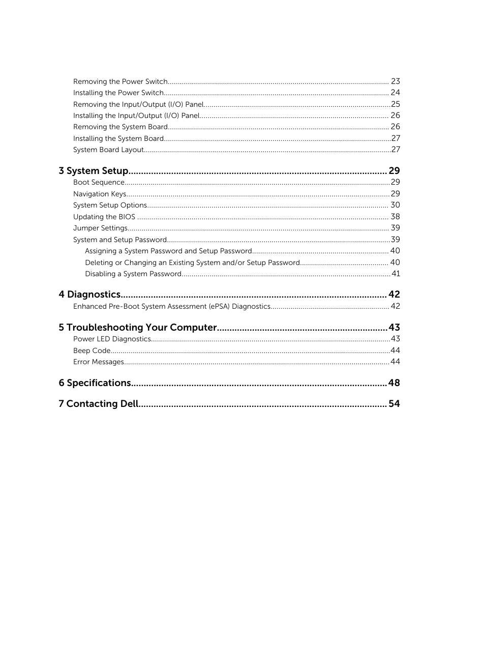 3 system setup, 4 diagnostics, 5 troubleshooting your computer | 6 specifications 7 contacting dell | Dell OptiPlex 7020 (Mid 2014) User Manual | Page 4 / 54