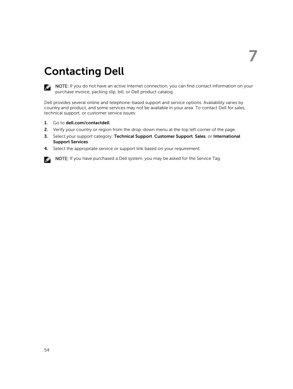 Contacting dell, 7 contacting dell | Dell OptiPlex 7020 (Mid 2014) User Manual | Page 54 / 54