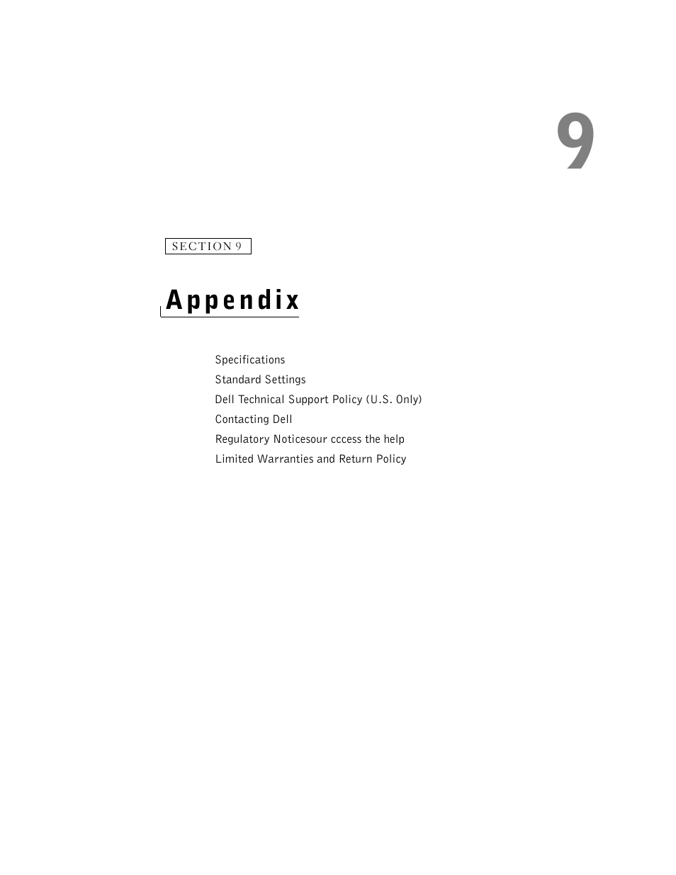 Appendix, 9 appendix | Dell Inspiron 8500 User Manual | Page 137 / 186