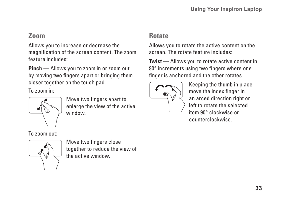 Zoom, Rotate | Dell Inspiron 14R (N4010, Early 2010) User Manual | Page 35 / 94