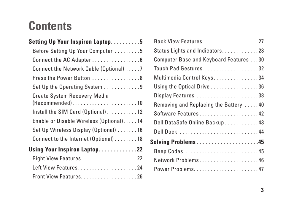 Dell Inspiron 14R (N4010, Early 2010) User Manual | Page 5 / 94