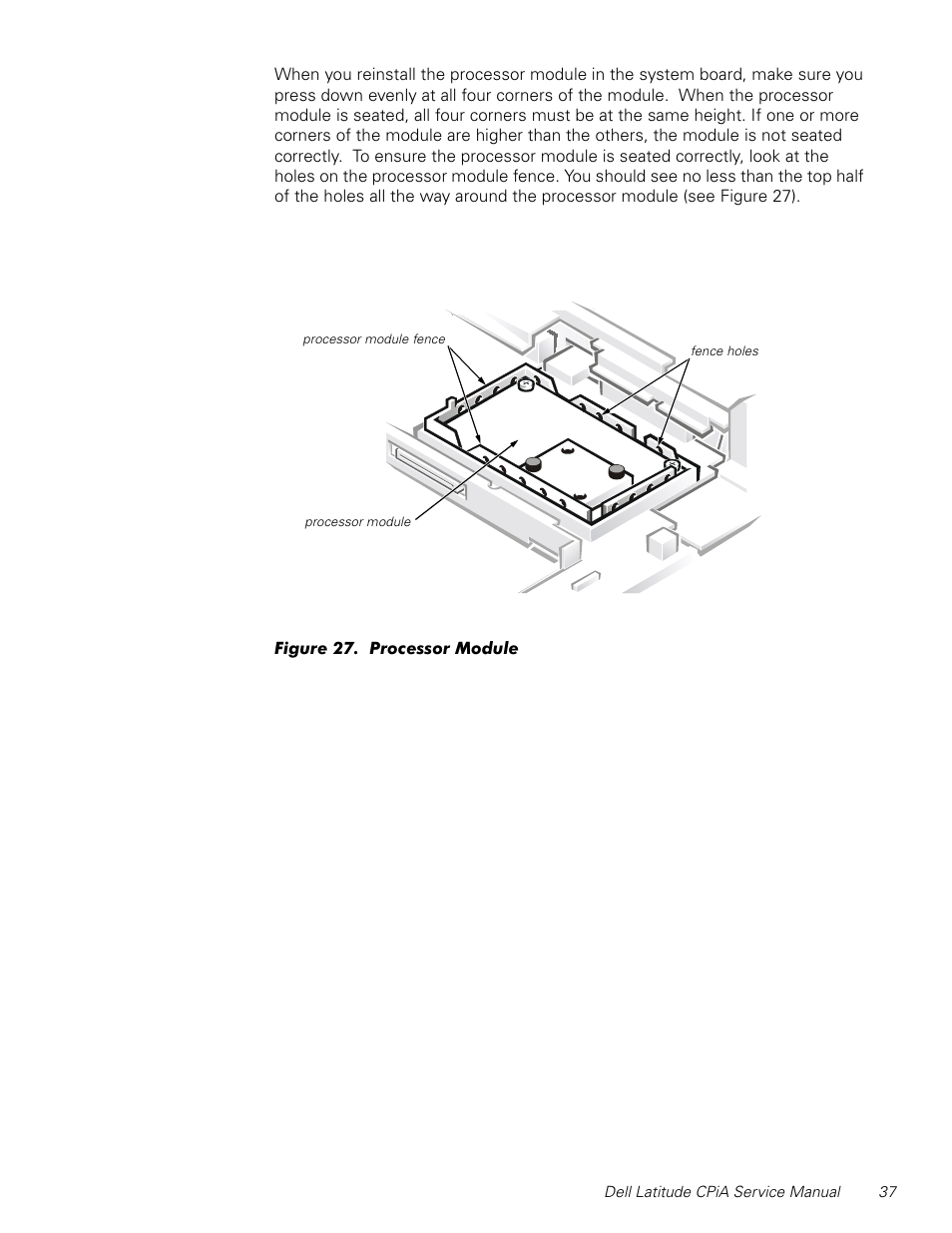 Figure 27, Processor module | Dell Latitude CPi A User Manual | Page 45 / 50