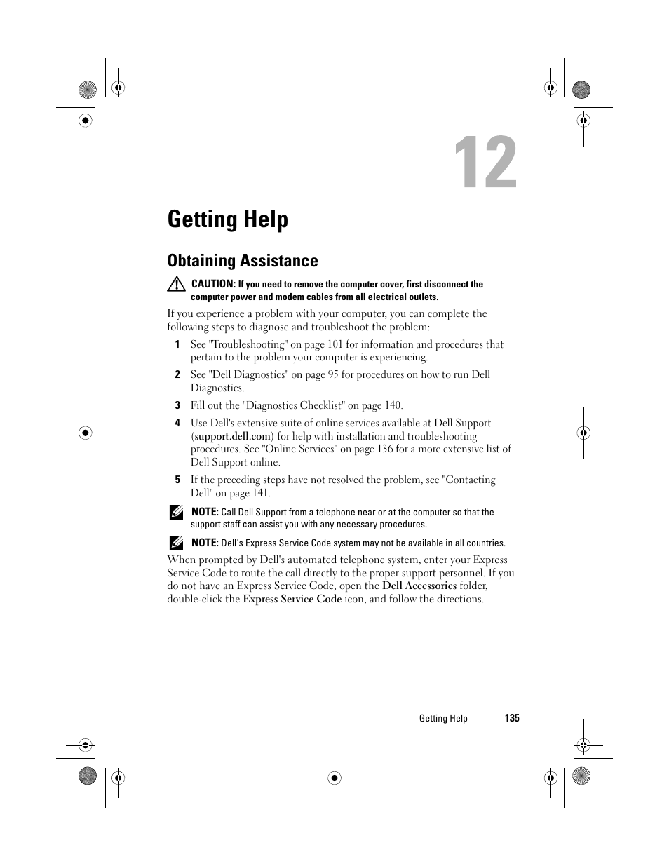 Getting help, Obtaining assistance | Dell XPS 630i (Early 2008) User Manual | Page 135 / 168