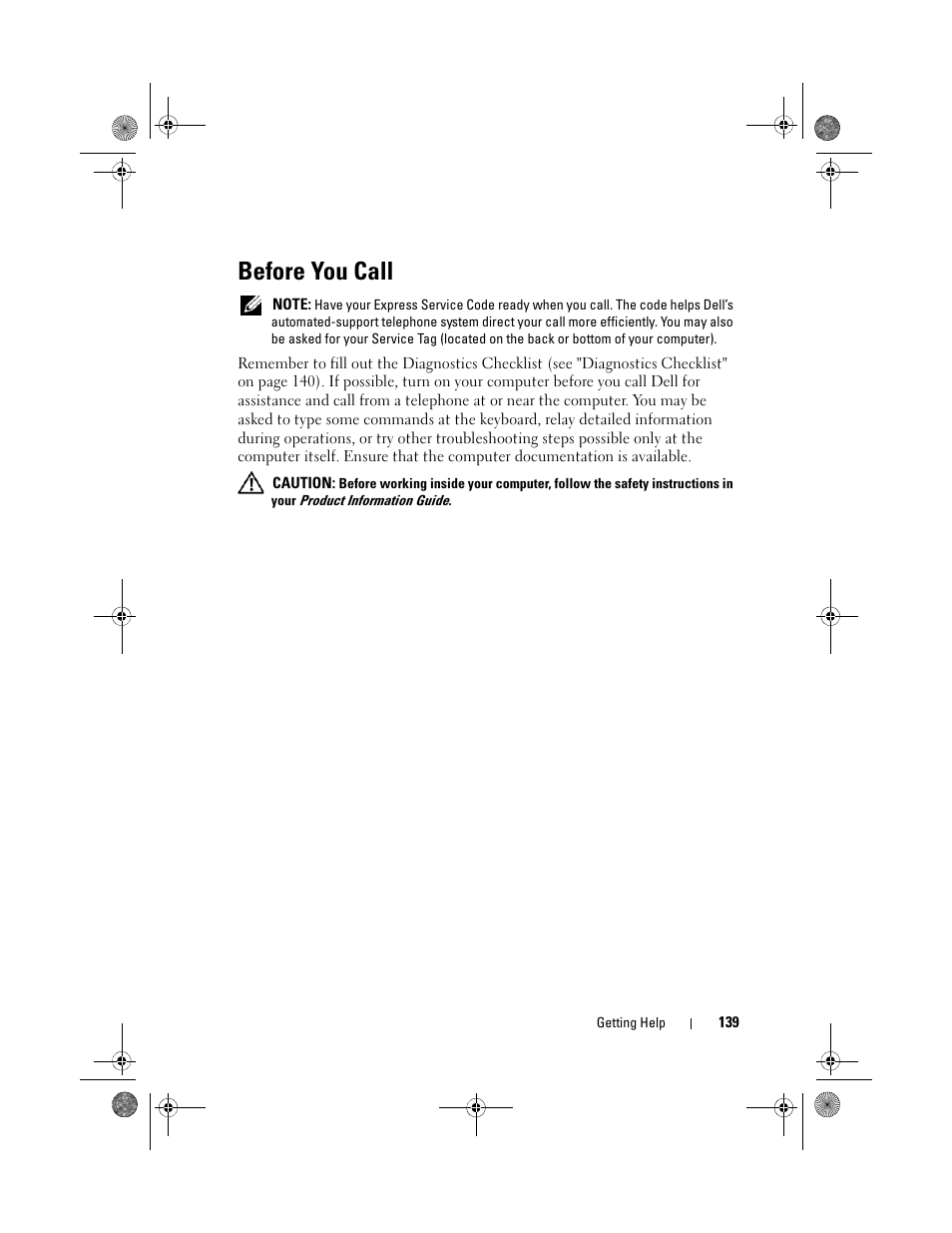 Before you call | Dell XPS 630i (Early 2008) User Manual | Page 139 / 168