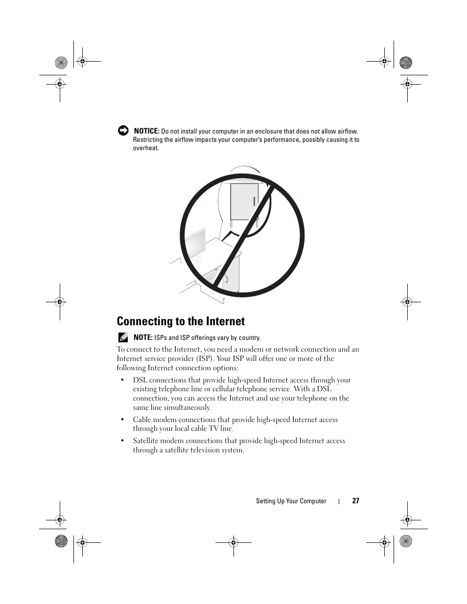 Connecting to the internet | Dell XPS 630i (Early 2008) User Manual | Page 27 / 168