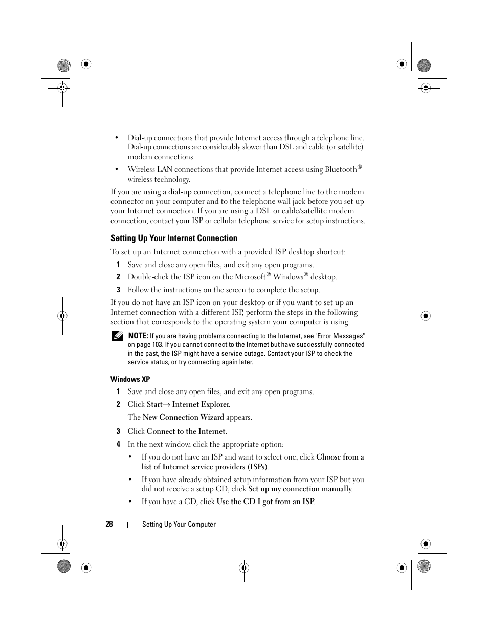 Setting up your internet connection | Dell XPS 630i (Early 2008) User Manual | Page 28 / 168