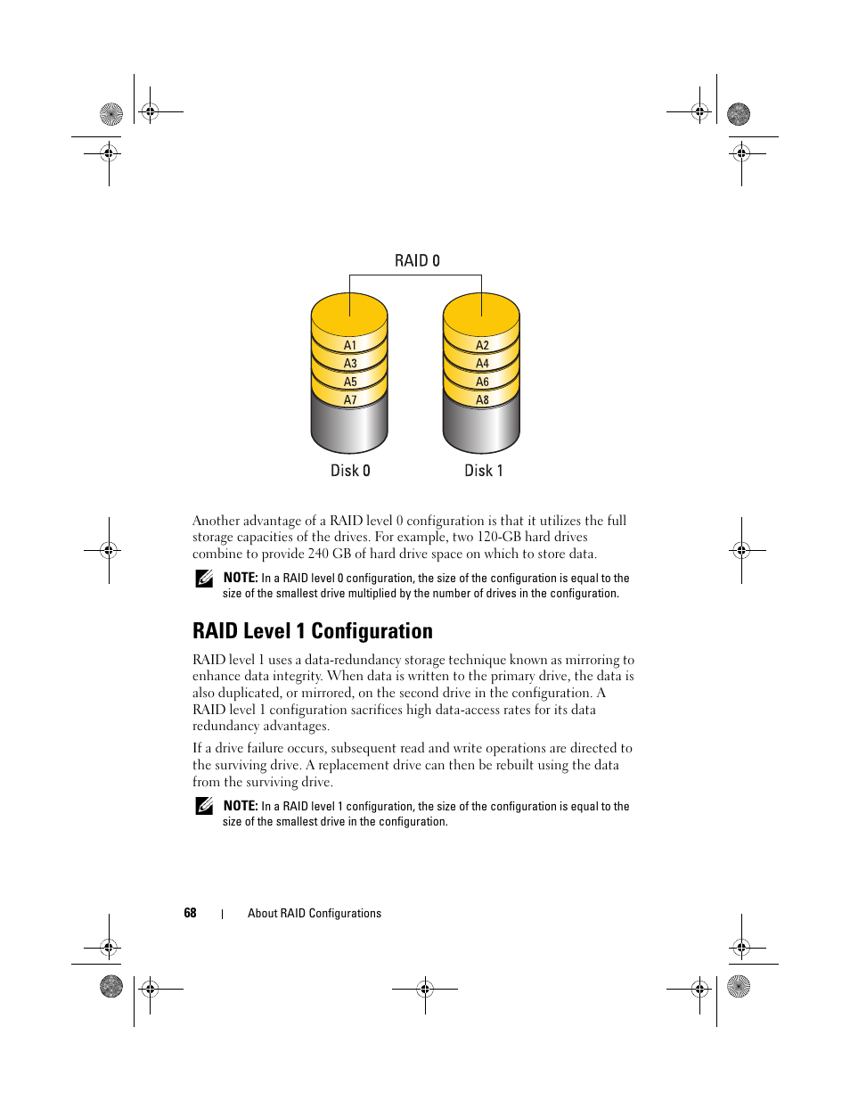 Raid level 1 configuration | Dell XPS 630i (Early 2008) User Manual | Page 68 / 168