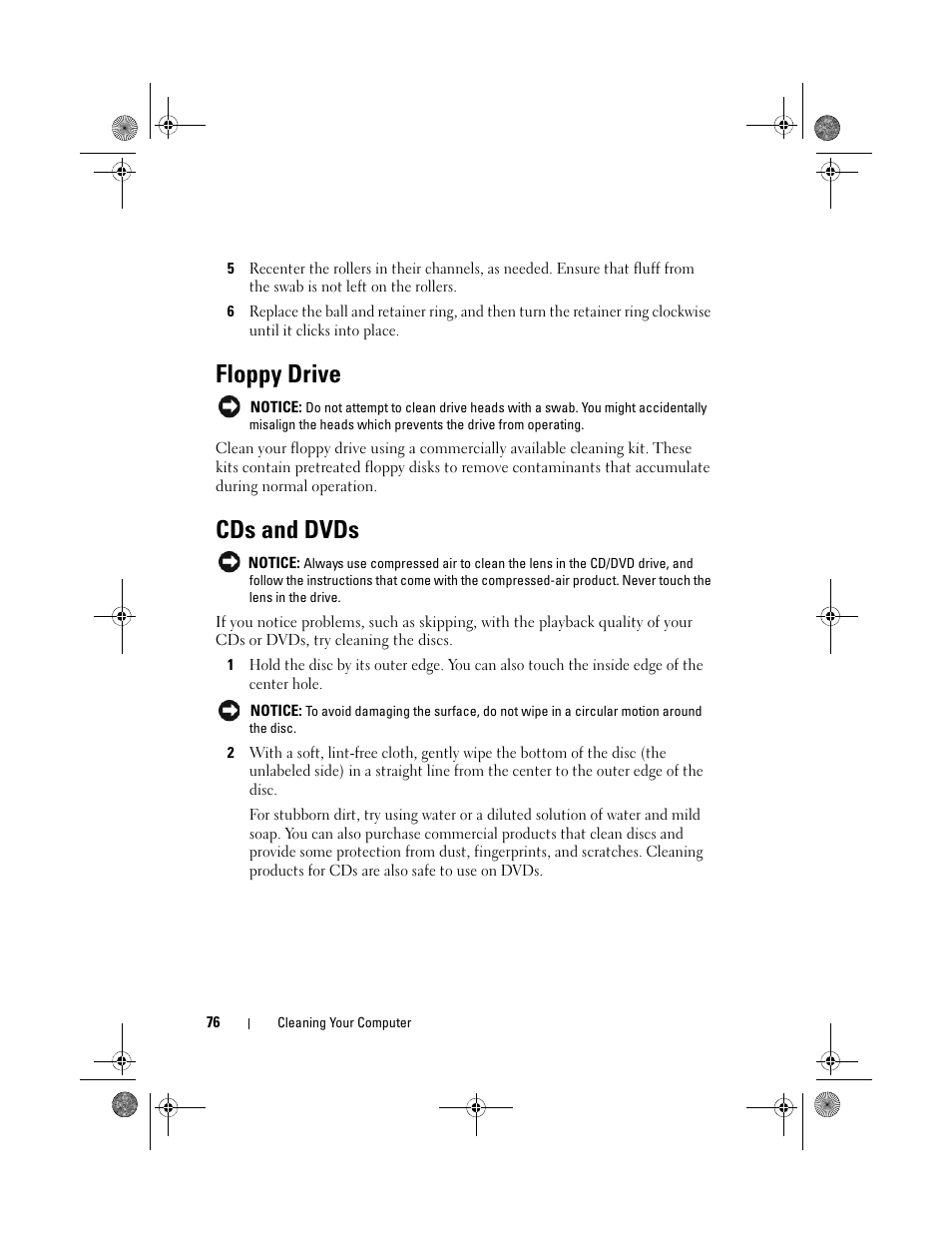 Floppy drive, Cds and dvds | Dell XPS 630i (Early 2008) User Manual | Page 76 / 168