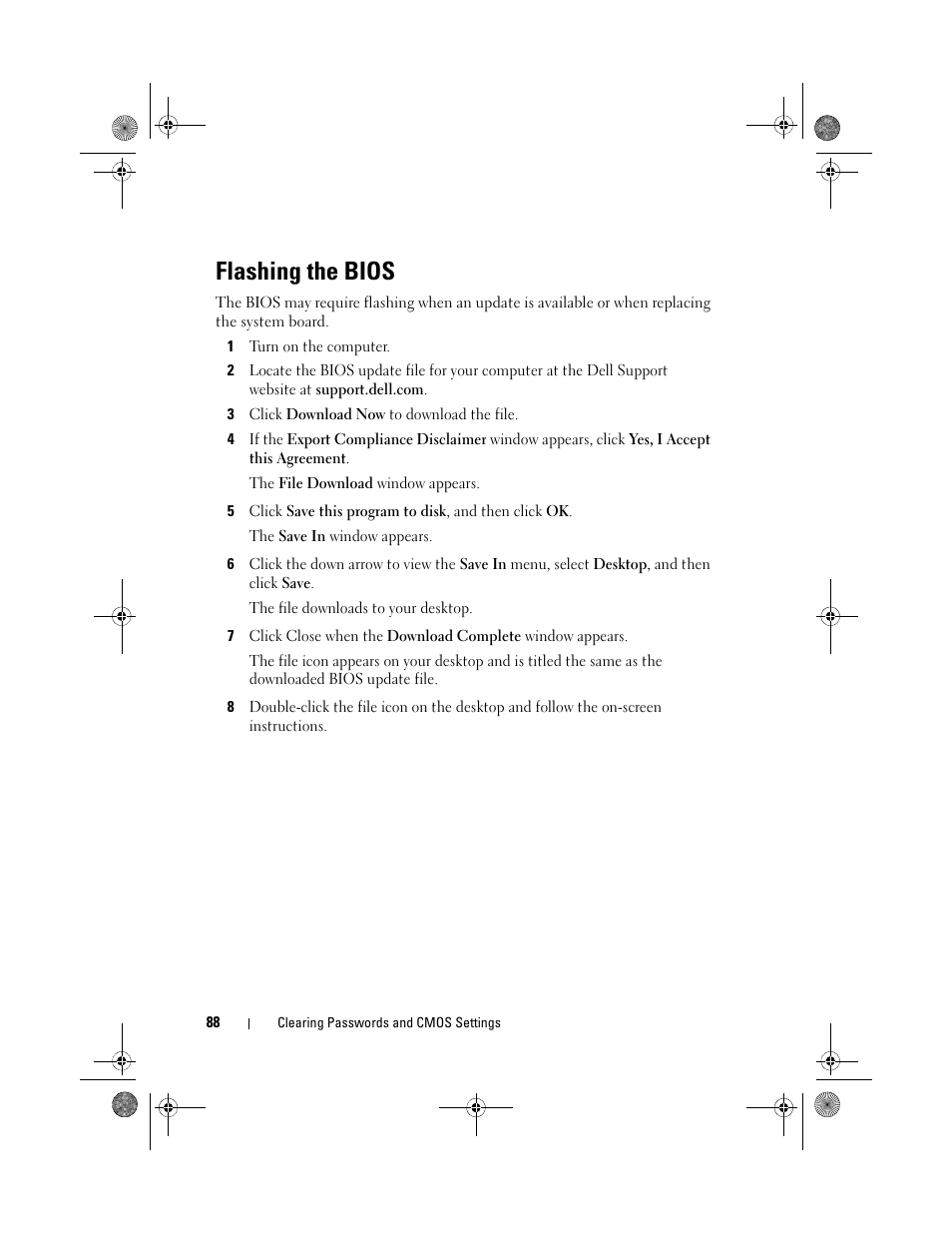 Flashing the bios | Dell XPS 630i (Early 2008) User Manual | Page 88 / 168