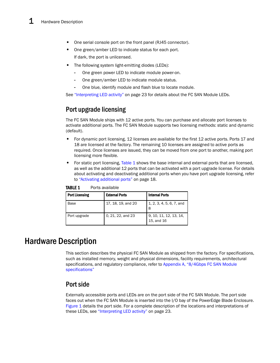 Port upgrade licensing, Hardware description, Port side | Dell POWEREDGE M1000E User Manual | Page 10 / 42