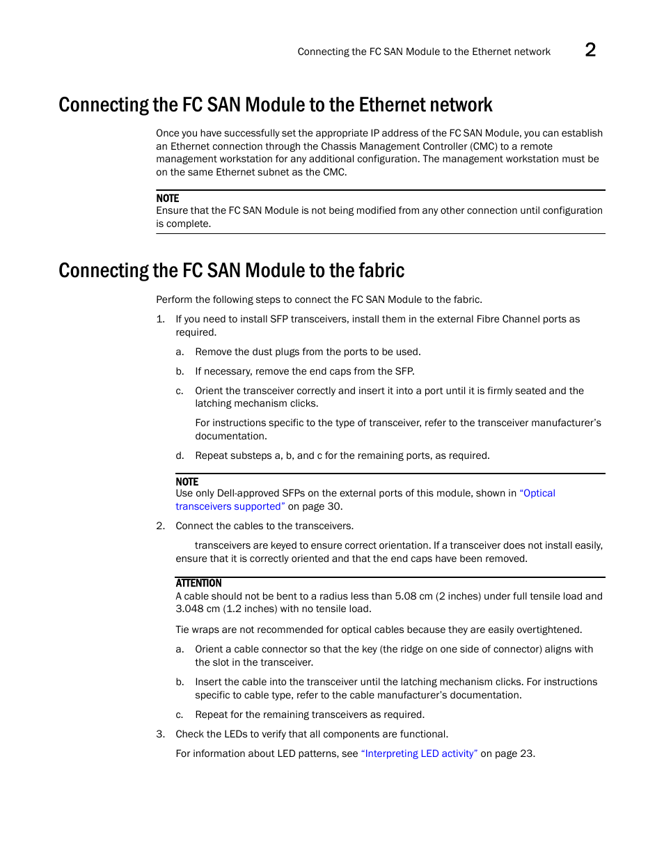 Connecting the fc san module to the fabric | Dell POWEREDGE M1000E User Manual | Page 19 / 42