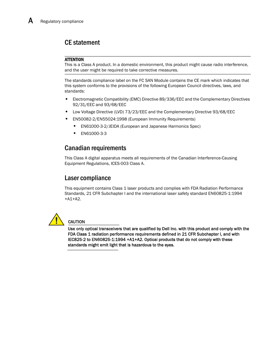 Ce statement, Canadian requirements, Laser compliance | Dell POWEREDGE M1000E User Manual | Page 34 / 42