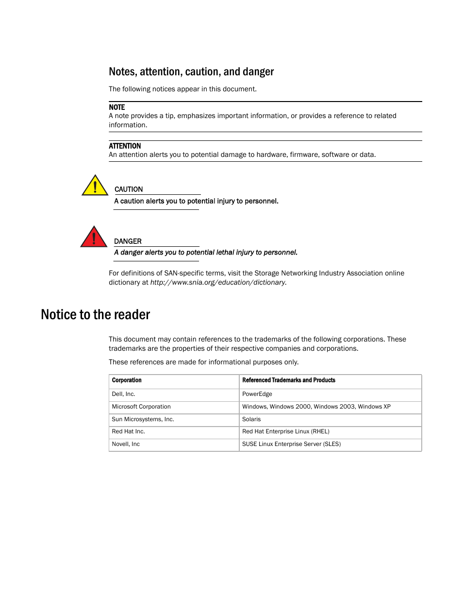 Notes, attention, caution, and danger, Notice to the reader | Dell POWEREDGE M1000E User Manual | Page 7 / 42