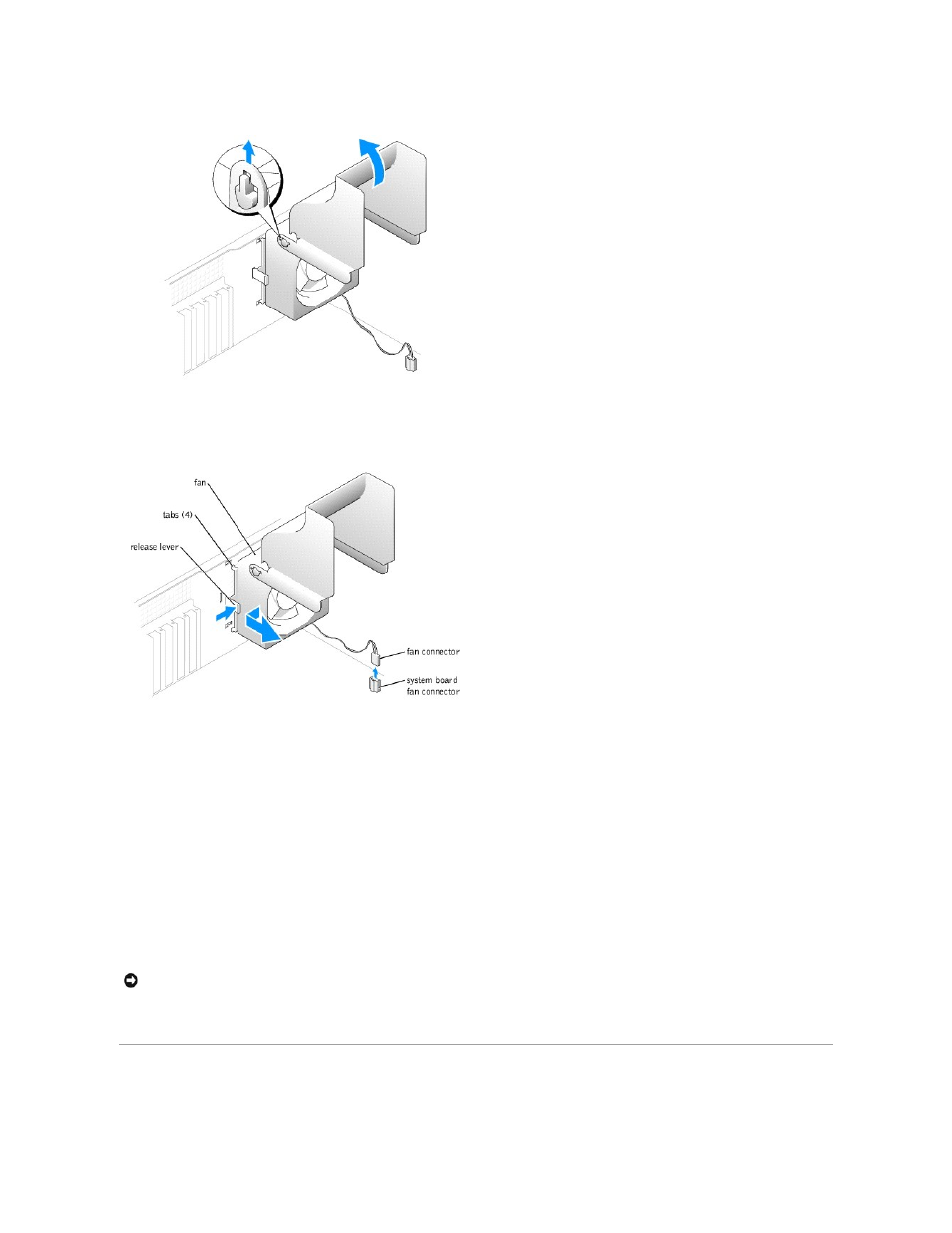 System board, Replacing the fan assembly | Dell Dimension 4700 User Manual | Page 32 / 50