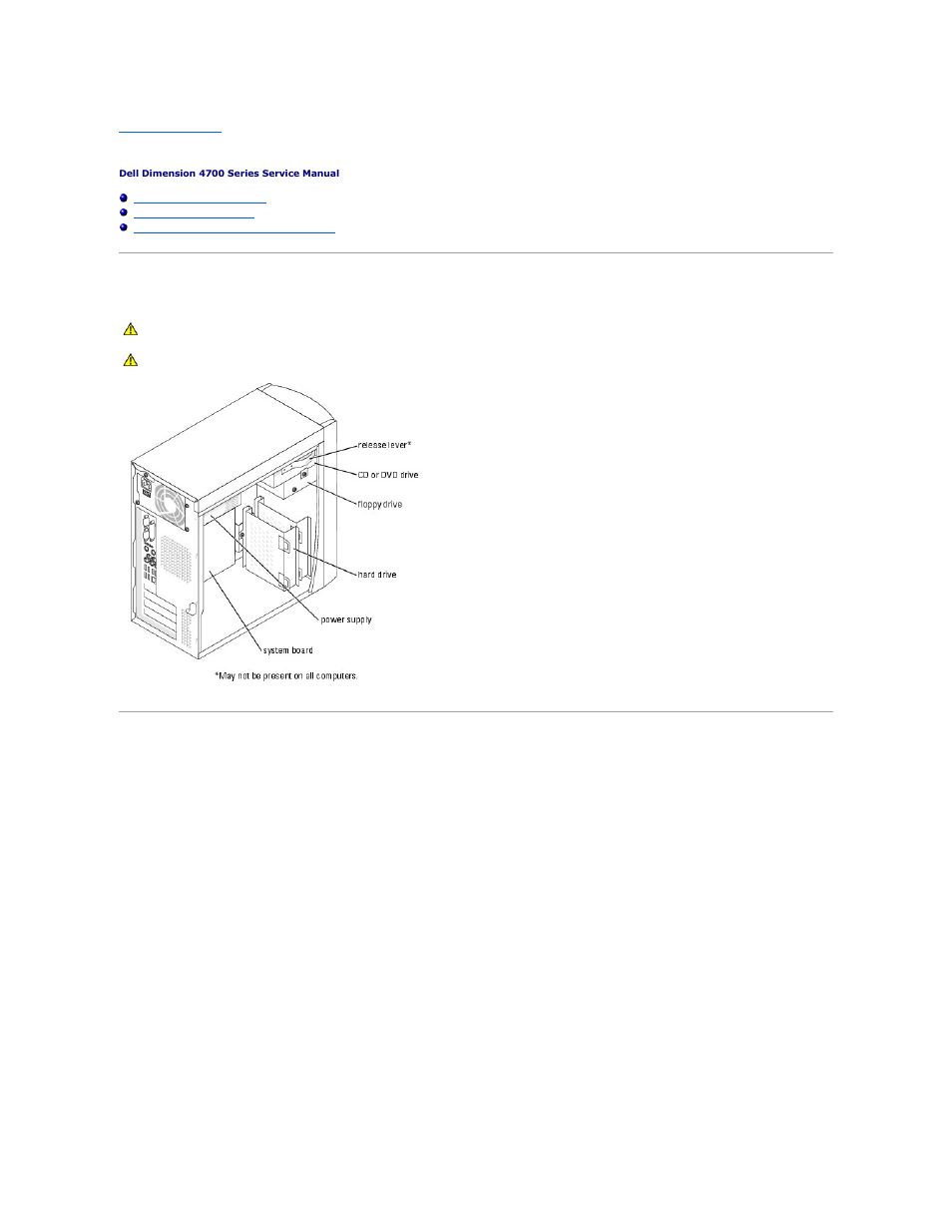 Technical overview, Inside view of your computer, System board components | Dell Dimension 4700 User Manual | Page 45 / 50