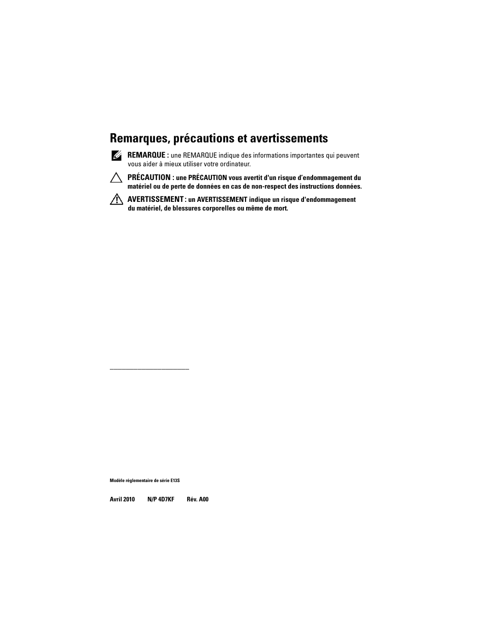 Remarques, précautions et avertissements | Dell PowerVault DL2200 CommVault User Manual | Page 16 / 54