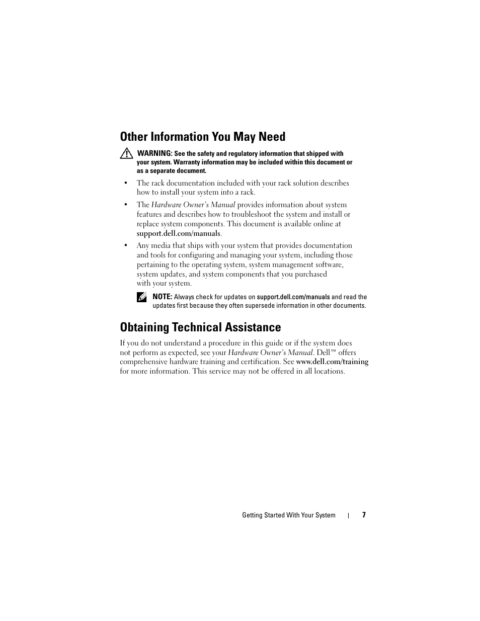 Other information you may need, Obtaining technical assistance | Dell PowerVault DL2200 CommVault User Manual | Page 9 / 54
