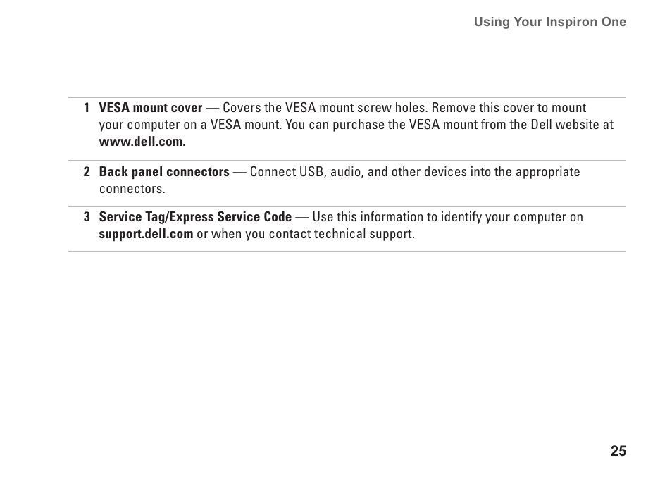 Dell Inspiron One 19 (Mid 2009) User Manual | Page 27 / 76