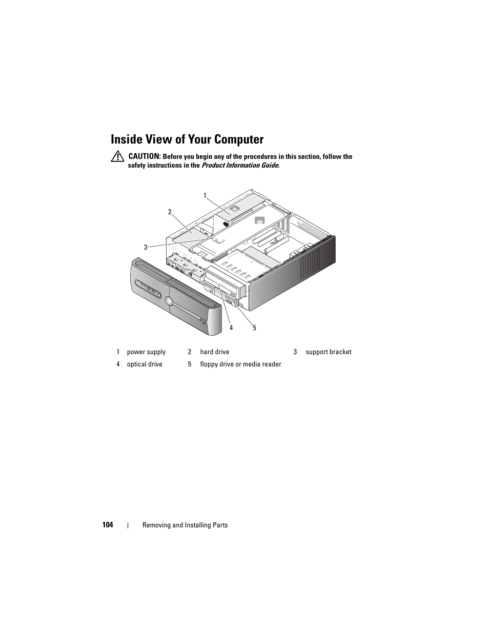 Inside view of your computer | Dell Vostro 200 (Mid 2007) User Manual | Page 104 / 210