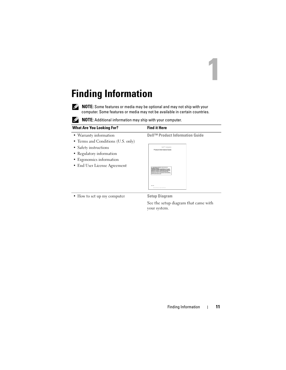 Finding information | Dell Vostro 200 (Mid 2007) User Manual | Page 11 / 210