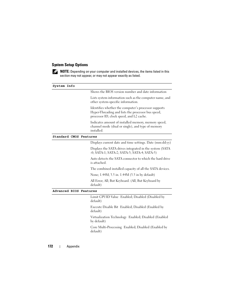 System setup options, About raid options, see "system setup options | Dell Vostro 200 (Mid 2007) User Manual | Page 172 / 210