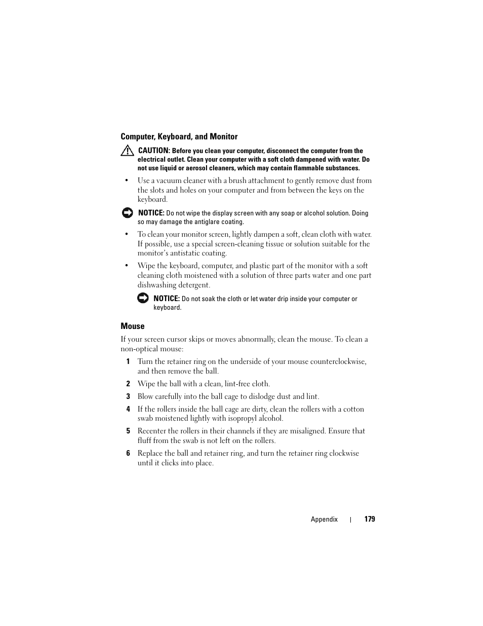 Computer, keyboard, and monitor, Mouse | Dell Vostro 200 (Mid 2007) User Manual | Page 179 / 210