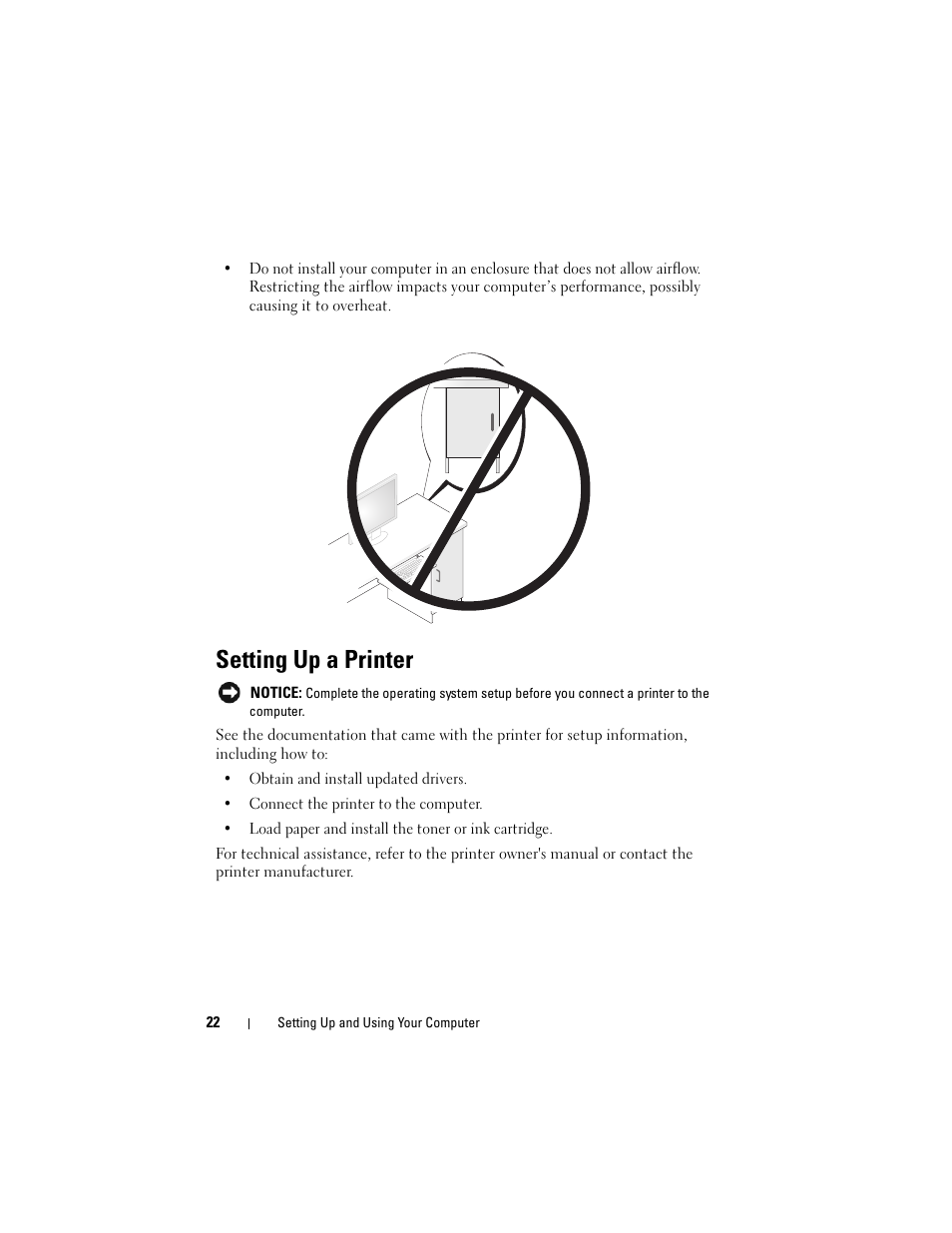 Setting up a printer | Dell Vostro 200 (Mid 2007) User Manual | Page 22 / 210