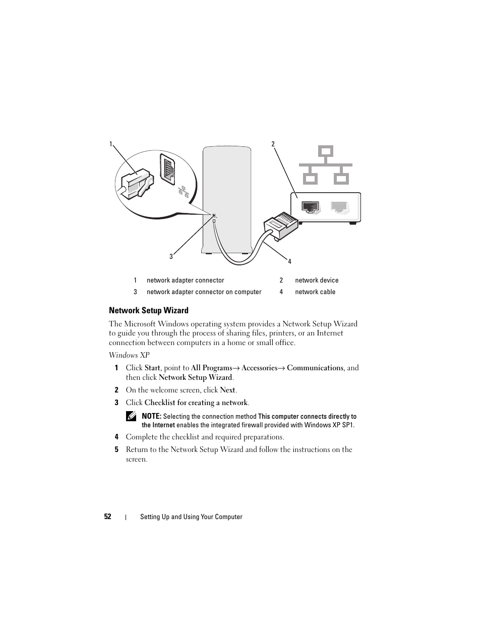 Network setup wizard | Dell Vostro 200 (Mid 2007) User Manual | Page 52 / 210