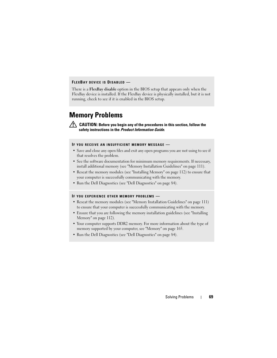 Memory problems | Dell Vostro 200 (Mid 2007) User Manual | Page 69 / 210