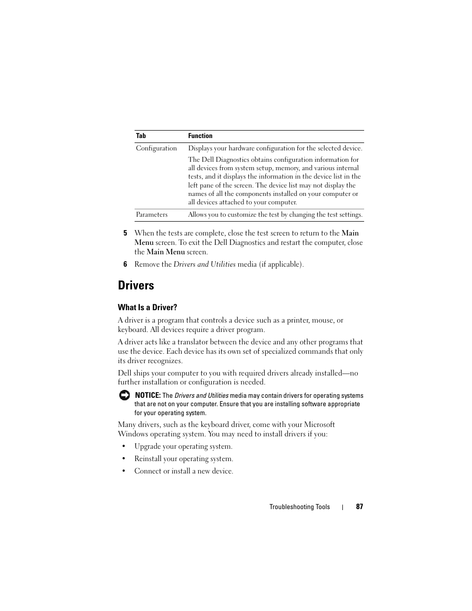 Drivers, What is a driver | Dell Vostro 200 (Mid 2007) User Manual | Page 87 / 210