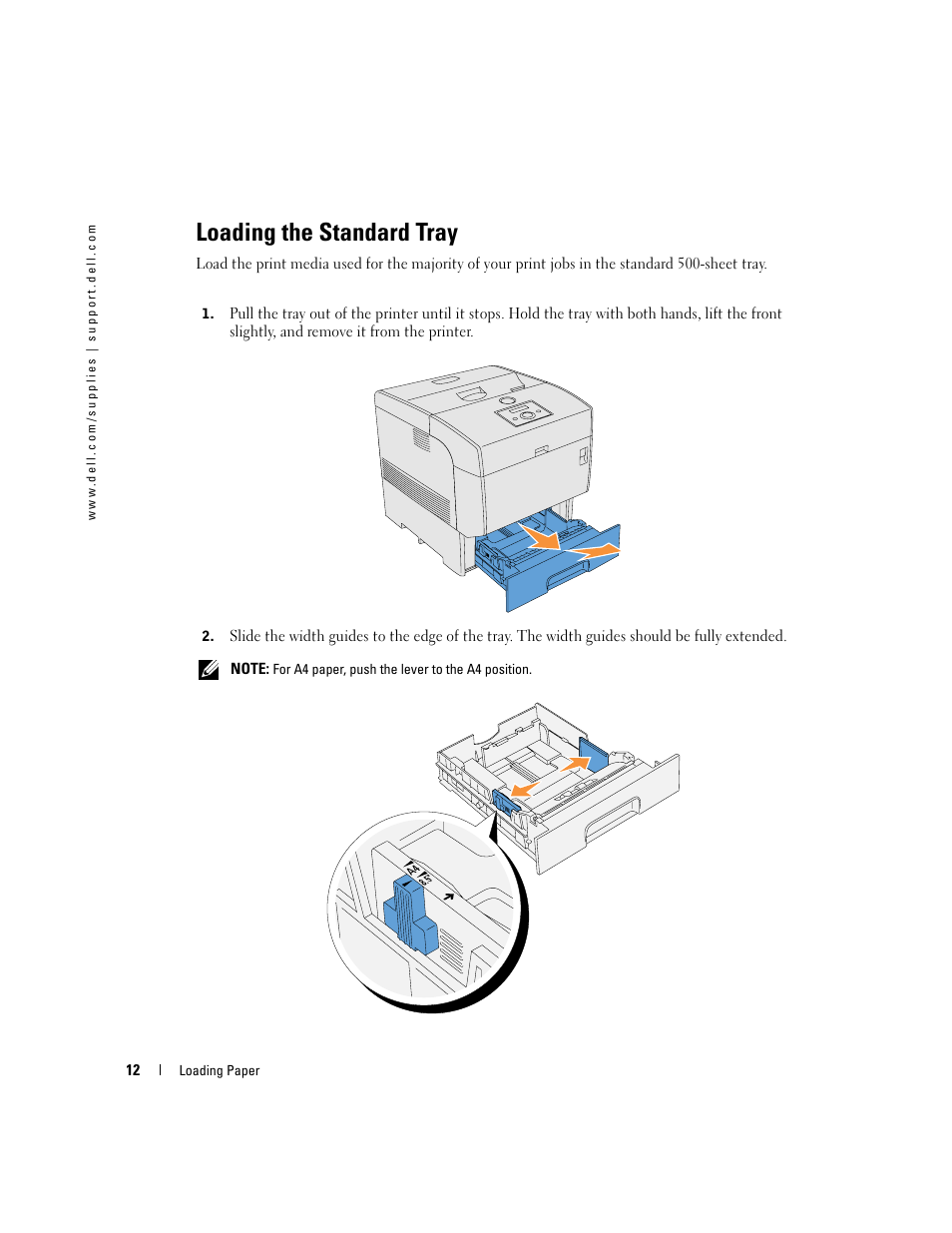 Loading the standard tray | Dell 5100cn Color Laser Printer User Manual | Page 12 / 98