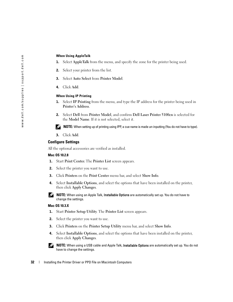 Configure settings | Dell 5100cn Color Laser Printer User Manual | Page 32 / 98