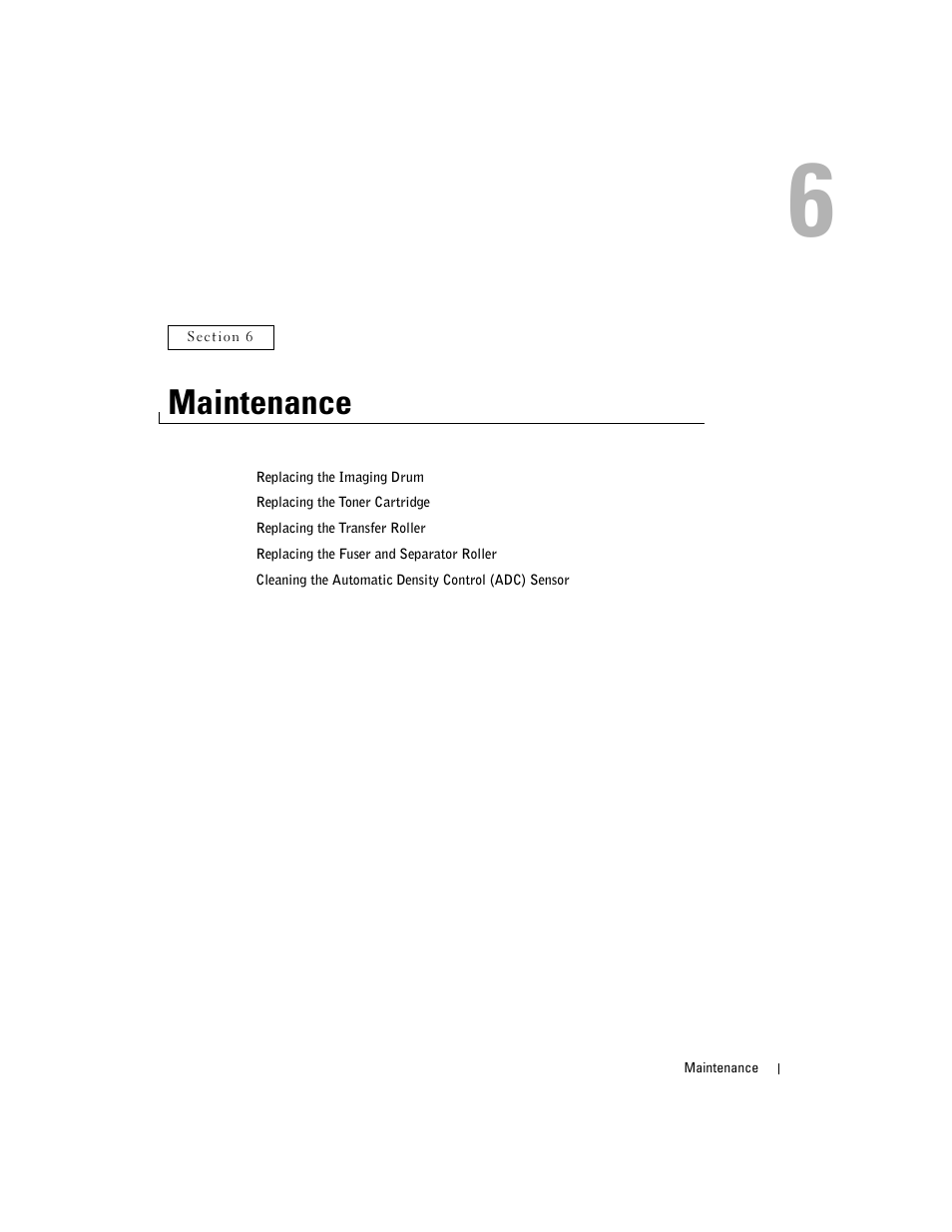 Maintenance, 6 maintenance | Dell 5100cn Color Laser Printer User Manual | Page 39 / 98